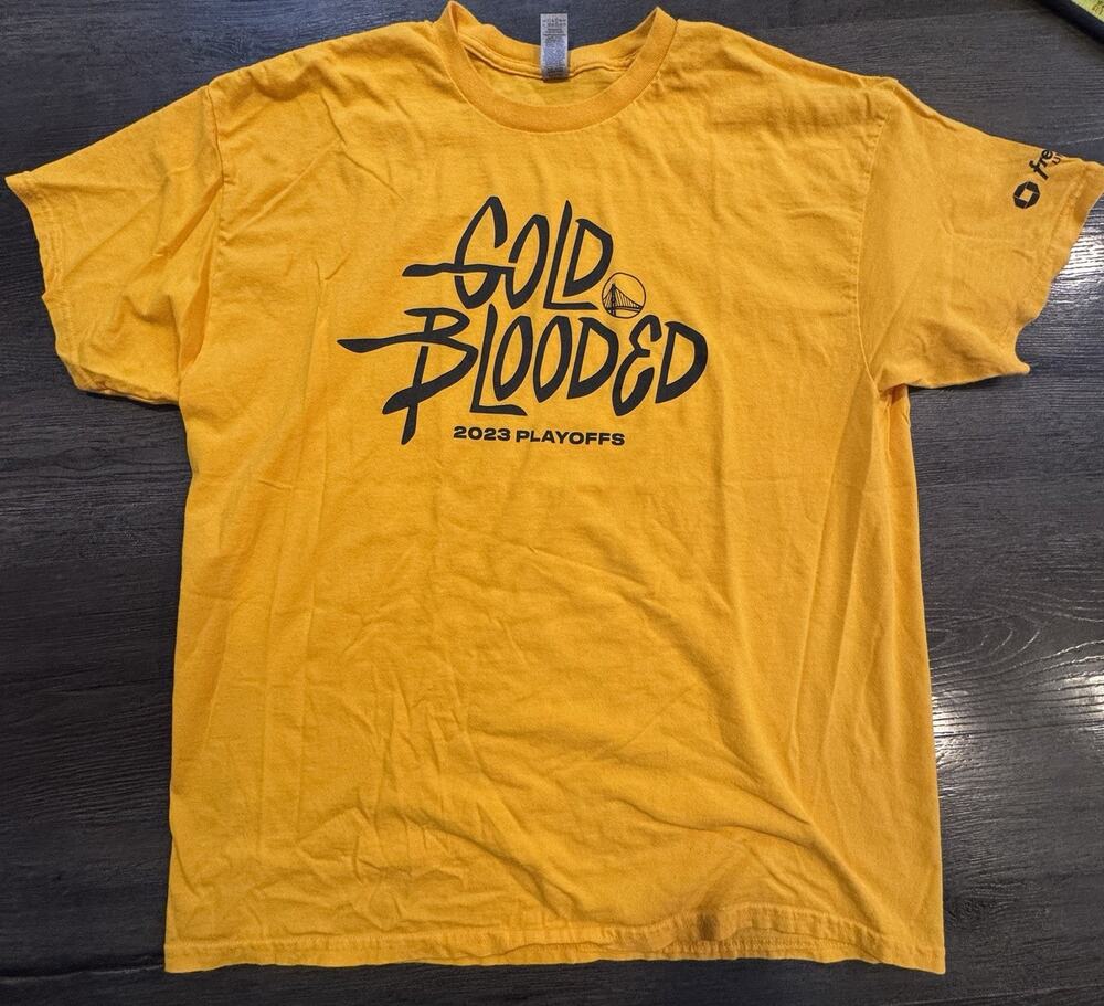 GSW Golden State Warriors 2023 NBA Playoffs Tee T-Shirt XL size Gold Blooded